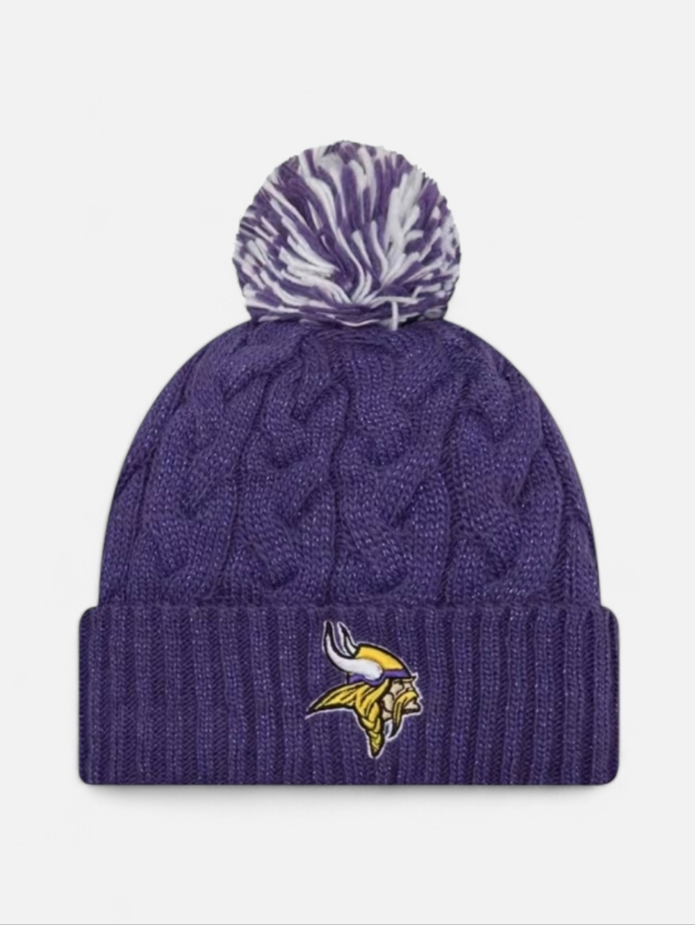 NWT Minnesota Vikings New Era NFL Cozy Cable Cuffed Knit Pom Winter Hat Beanie